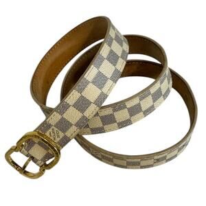 Louis Vuitton Damier Azur Mini Belt Gold Hardware S/M 30-32 Rare Louis Vuitton Damier Azur LV Initiales Belt 80 32 1888182  main image 3